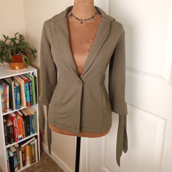 90s Y2K Olive Green Soft Unique Lightweight Jacket Blazer Caslon - Picture 1 of 6